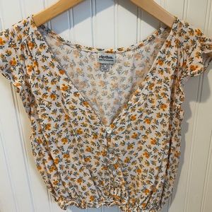 Floral button top